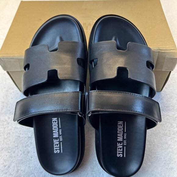 Steve Madden Maiven Black Leather Sandal/Slide Men SZ 8 New in Box main image 7